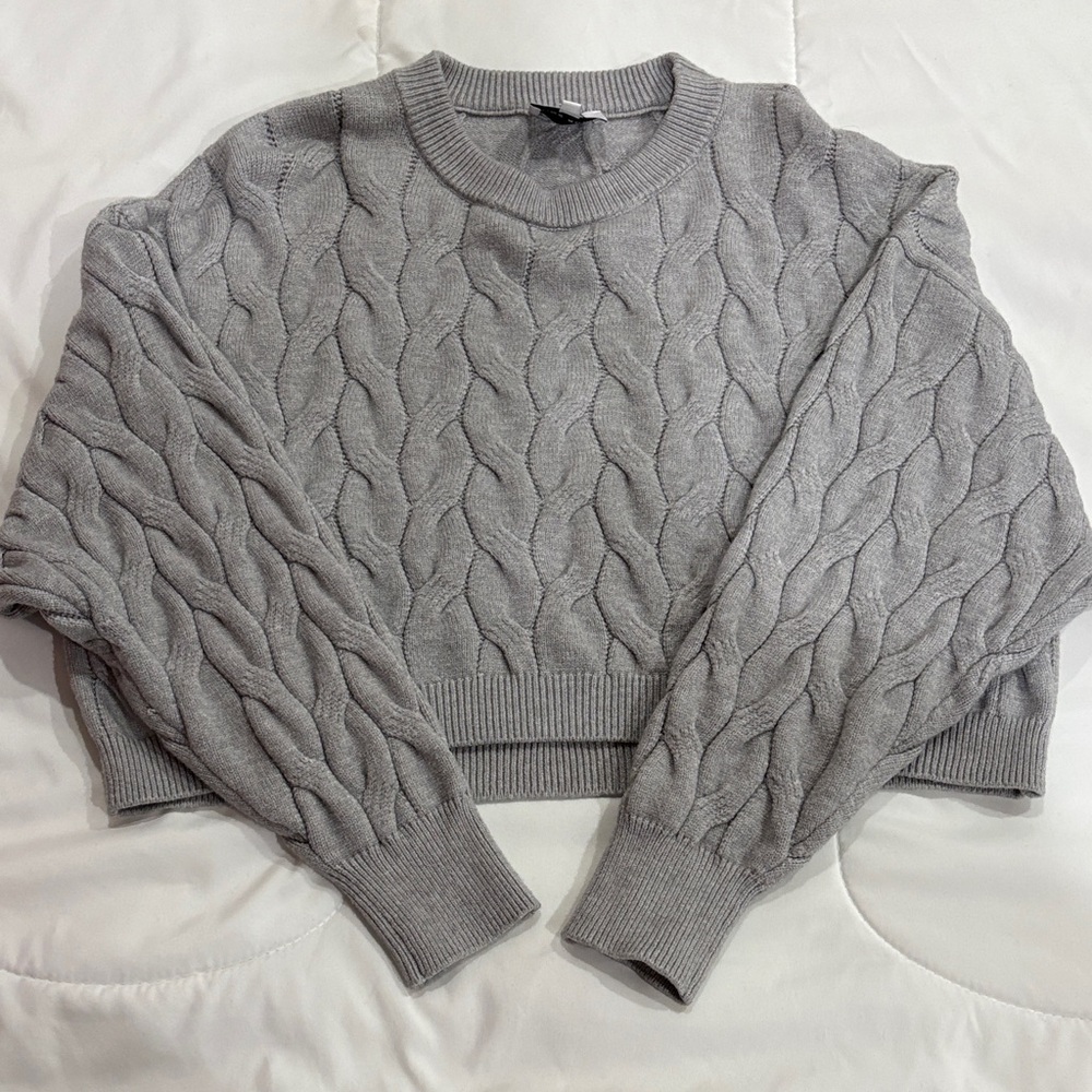 Gray Cable Knit Women's Sweater
